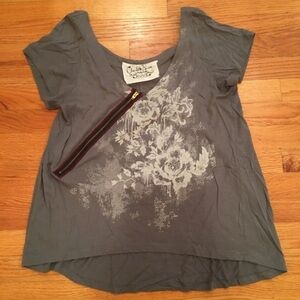 Charlotte Russe Distressed Zipper Tee